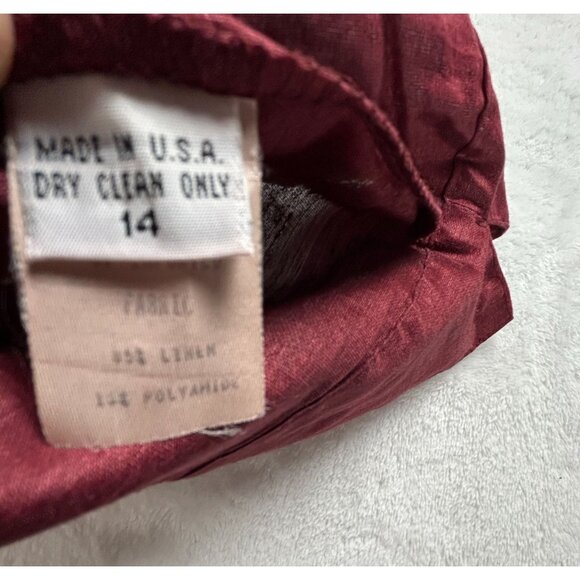 Gianni Woman Red & Black Linen Blend Button-Up Shirt Size 14 Long Sleeve Casual - Picture 4 of 8